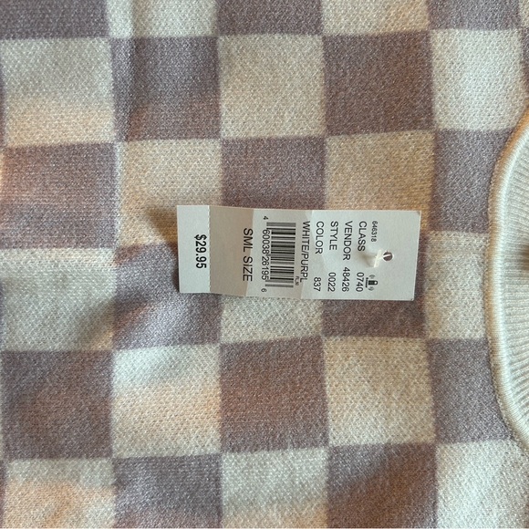 NWT L.A. Hearts purple and white checked sweater tank/vest - Picture 5 of 6